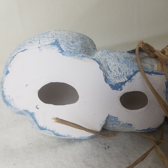 Cat Sitting On Shelf Looking Down vtg Ceramic blue with blue accents collar - Picture 4 of 10